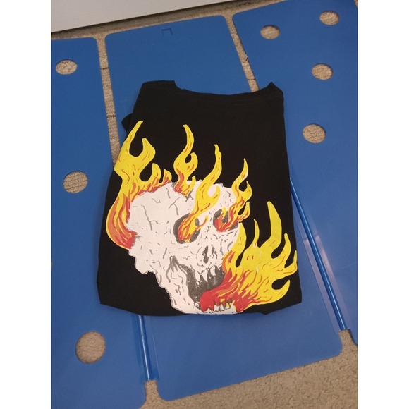 VANS Men's Med Tee T-Shirt Short Sleeve Black Rowan Zorilla Skull Flames Medium - Picture 15 of 16